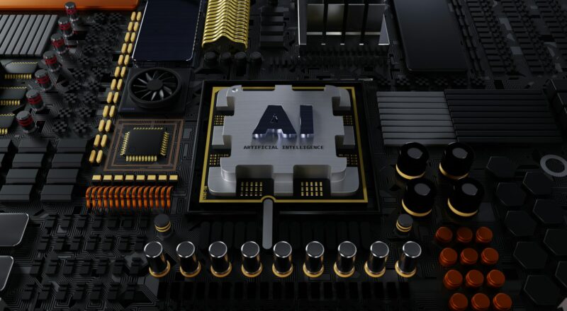 a close up of a computer motherboard with many components