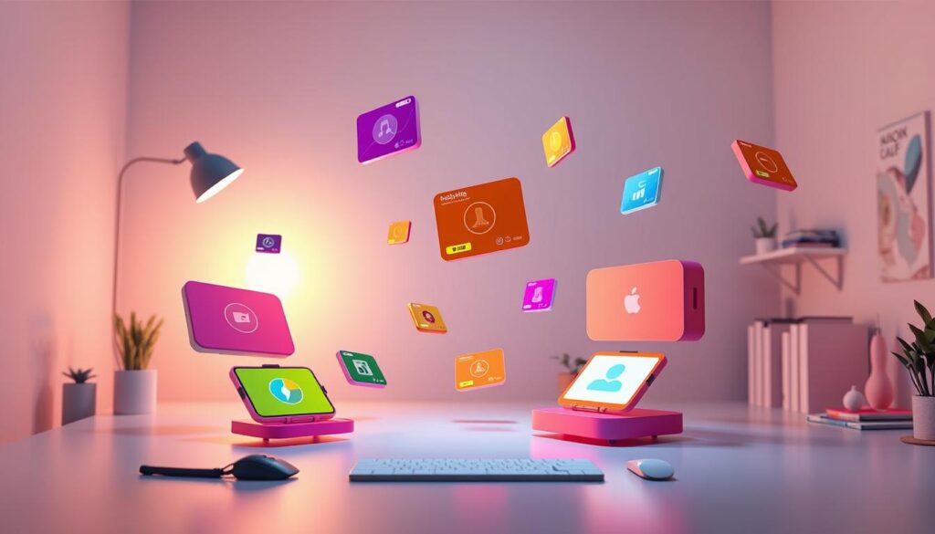 A vibrant interactive learning experience, with a dynamic arrangement of colorful bite-sized modules floating in a serene, minimalist workspace. Soft lighting casts a welcoming glow, drawing the viewer's attention to the engaging, interactive content. The modules, rendered with a tactile, 3D-like quality, invite exploration and hands-on learning. The composition is balanced, with the modules arranged in an organic, asymmetrical pattern that suggests exploration and discovery. The overall atmosphere is one of focus, productivity, and the joy of learning something new, perfectly capturing the essence of "high-impact mini courses".